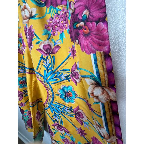 La DoubleJ Yellow Multi-Color Printed Silk Pull-on Palazzo Pant XL - Picture 3 of 16